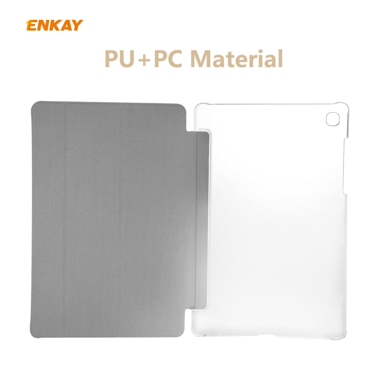 For Samsung Galaxy Tab S6 Lite P610 / P615 / Tab S6 Lite 2022 / P613 / P619 ENKAY 3-Fold Silk Texture Leather Smart Tablet Case(Gold) by ENKAY