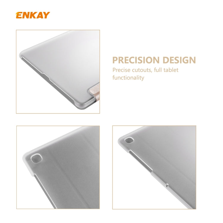 For Samsung Galaxy Tab S6 Lite P610 / P615 / Tab S6 Lite 2022 / P613 / P619 ENKAY 3-Fold Silk Texture Leather Smart Tablet Case(Gold) by ENKAY