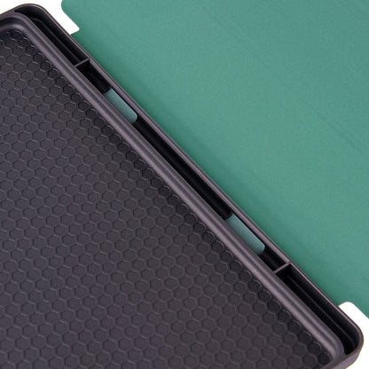 For Samsung Galaxy S6 Lite P610 Honeycomb Ventilation Foldable Deformation Horizontal Flip PU Leather Case with 3-Folding Holder & Pen Slot & Smart Sleep / Wake-up(Dark Night Green) by bashfashion