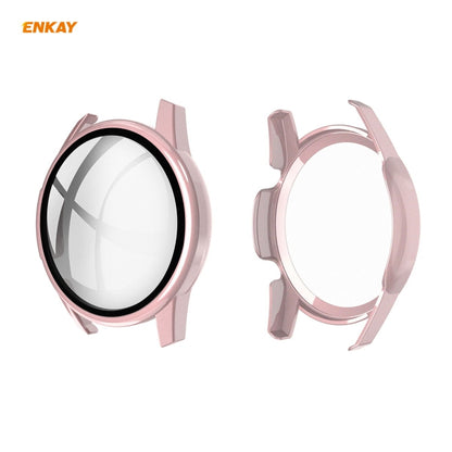 For Huawei Watch GT 2 46mm ENKAY Hat-Prince ENK-AC8202 Full Coverage PC Frosted Case + 9H Tempered Glass Protector(Pink) by ENKAY