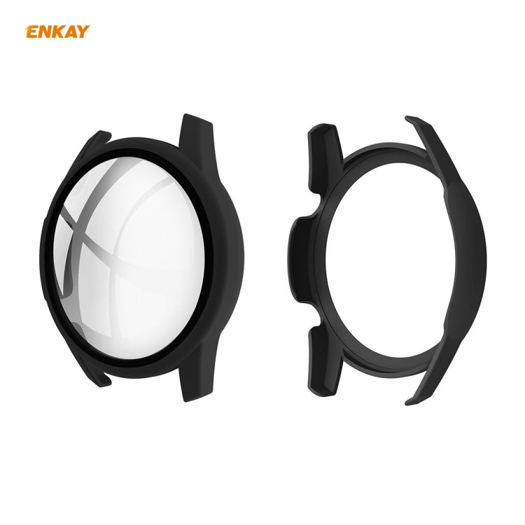 For Huawei Watch GT 2 46mm ENKAY Hat-Prince ENK-AC8202 Full Coverage PC Frosted Case + 9H Tempered Glass Protector(Black) by ENKAY
