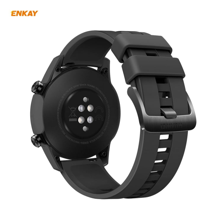For Huawei Watch GT 2 46mm ENKAY Hat-Prince ENK-AC8202 Full Coverage PC Frosted Case + 9H Tempered Glass Protector(Black) by ENKAY