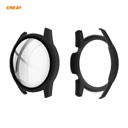 For Huawei Watch GT 2 42mm ENKAY Hat-Prince ENK-AC8201 Full Coverage PC Frosted Case + 9H Tempered Glass Protector(Black) by ENKAY