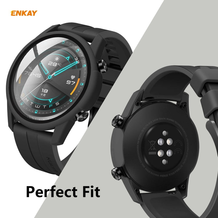 For Huawei Watch GT 2 42mm ENKAY Hat-Prince ENK-AC8201 Full Coverage PC Frosted Case + 9H Tempered Glass Protector(Transparent) by ENKAY
