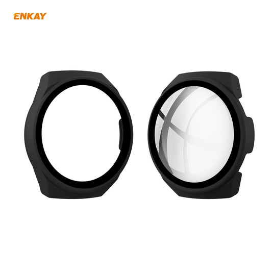 For Huawei Watch GT 2e 46mm ENKAY Hat-Prince ENK-AC8203 Full Coverage PC Frosted Case + 9H Tempered Glass Film(Black) by ENKAY