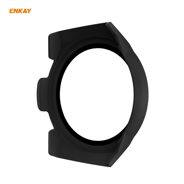 For Huawei Watch GT 2e 46mm ENKAY Hat-Prince ENK-AC8203 Full Coverage PC Frosted Case + 9H Tempered Glass Film(Black) by ENKAY