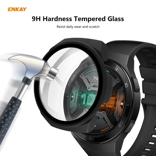 For Huawei Watch GT 2e 46mm ENKAY Hat-Prince ENK-AC8203 Full Coverage PC Frosted Case + 9H Tempered Glass Film(Green) by ENKAY