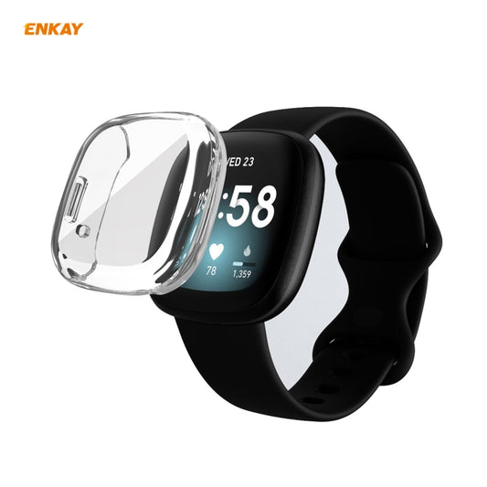 For Fitbit Versa 3 / Fitbit Sense ENKAY Hat-Prince ENK-AC8208 Full Coverage Transparent TPU Soft Case by ENKAY