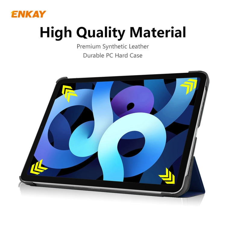 For iPad Air 11 2024 / Pro 11 2018 / Air 10.9 2022 ENKAY 3-folding Plastic Leather Smart Tablet Case(Dark Blue) by ENKAY