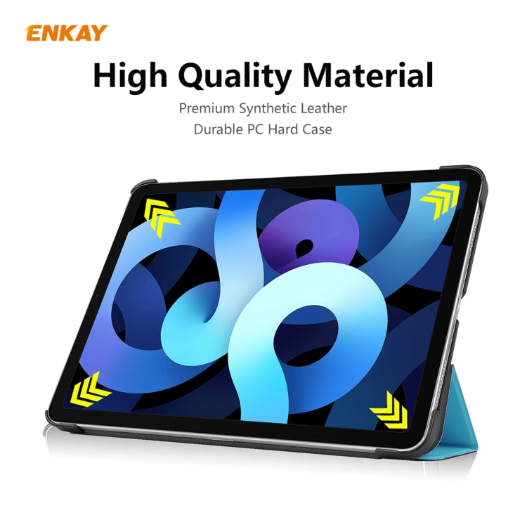For iPad Air 11 2024 / Pro 11 2018 / Air 10.9 2022 ENKAY 3-folding Plastic Leather Smart Tablet Case(Light Blue) by ENKAY