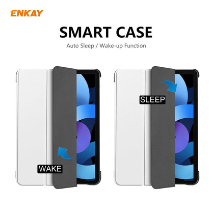 For iPad Air 11 2024 / Pro 11 2018 / Air 10.9 2022 ENKAY 3-folding Plastic Leather Smart Tablet Case(White) by ENKAY