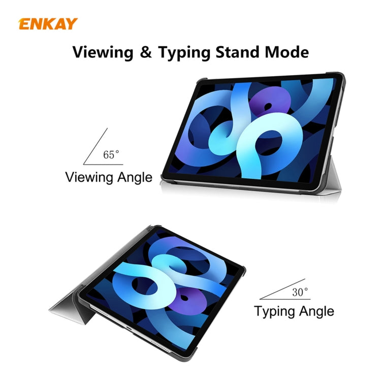 For iPad Air 11 2024 / Pro 11 2018 / Air 10.9 2022 ENKAY 3-folding Plastic Leather Smart Tablet Case(White) by ENKAY