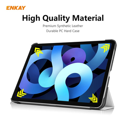 For iPad Air 11 2024 / Pro 11 2018 / Air 10.9 2022 ENKAY 3-folding Plastic Leather Smart Tablet Case(White) by ENKAY
