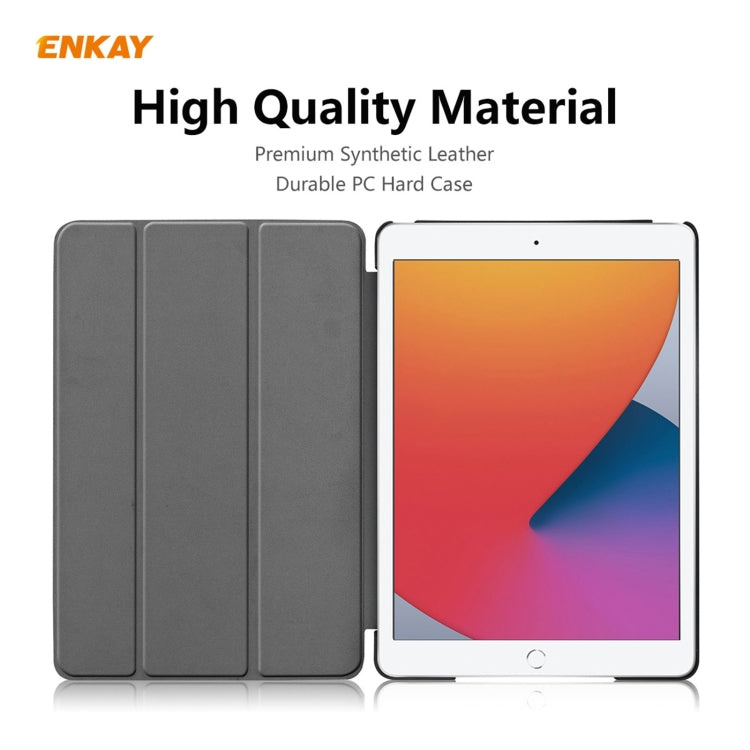 For iPad 10.2 2021 / 2020 / 2019 ENKAY ENK-8014 PU Leather + Plastic Smart Case with Three-folding Holder(Black) by ENKAY