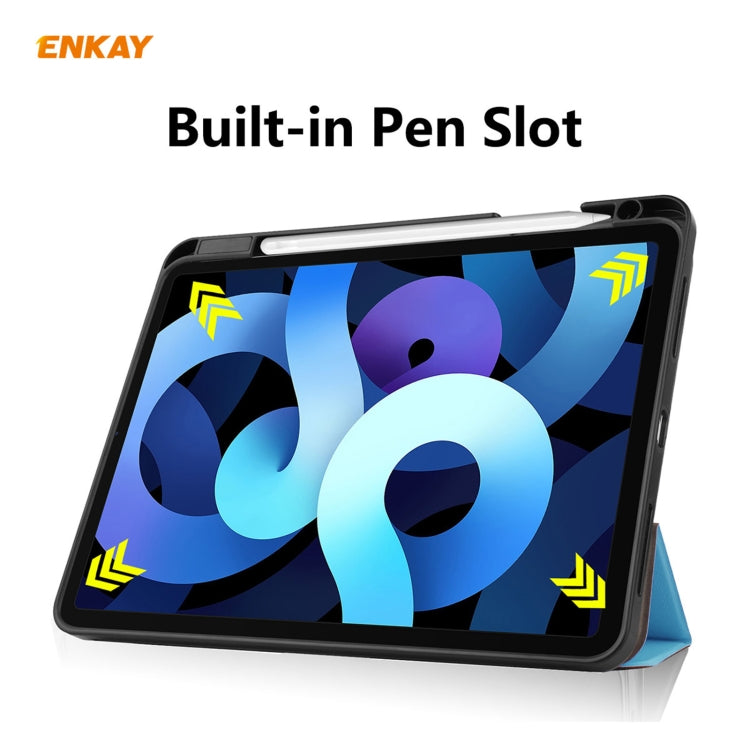 For iPad Air 11 2024 / Pro 11 2018 / Air 10.9 2022 ENKAY TPU Leather Smart Tablet Case with Pen Slot(Light Blue) by ENKAY