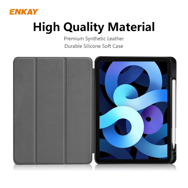 For iPad Air 11 2024 / Pro 11 2018 / Air 10.9 2022 ENKAY TPU Leather Smart Tablet Case with Pen Slot(Light Blue) by ENKAY