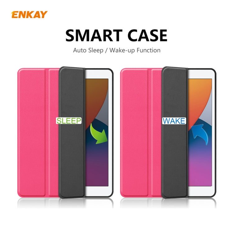 For iPad 10.2 2021 / 2020 / 2019 ENKAY ENK-8016 PU Leather + TPU Smart Case with Pen Slot(Rose Red) by ENKAY