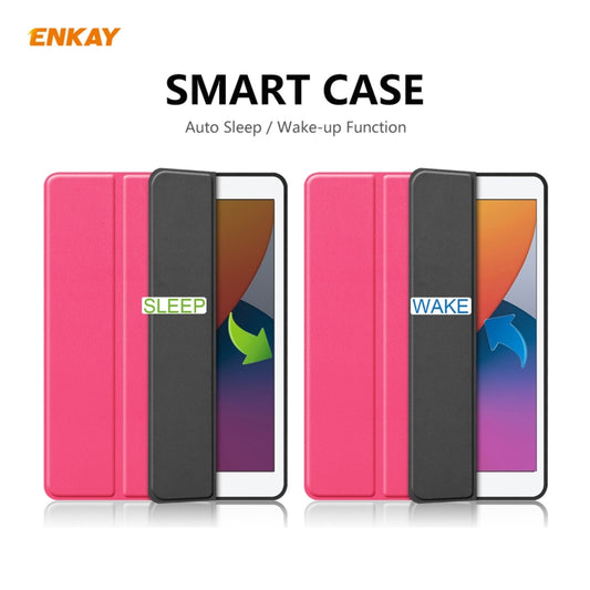 For iPad 10.2 2021 / 2020 / 2019 ENKAY ENK-8016 PU Leather + TPU Smart Case with Pen Slot(Rose Red) by ENKAY