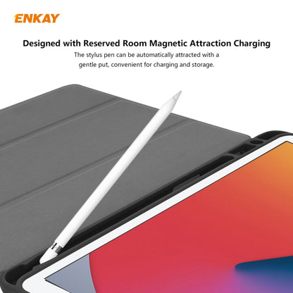 For iPad 10.2 2021 / 2020 / 2019 ENKAY ENK-8016 PU Leather + TPU Smart Case with Pen Slot(Dark Blue) by ENKAY