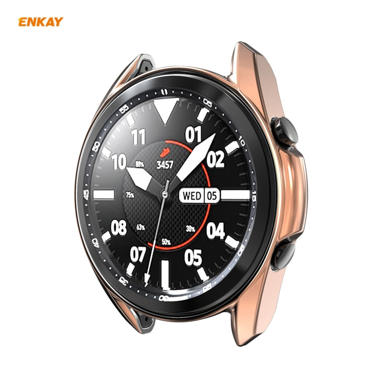For Samsung Galaxy Watch 3 41mm 2 in 1 ENKAY Hat-Prince Electroplate Soft TPU Case + 0.2mm 9H 2.15D Curved Edge Tempered Glass Film(Rose Gold) by ENKAY