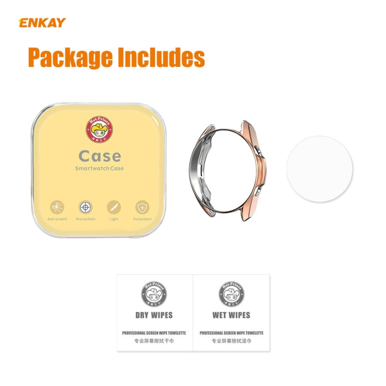 For Samsung Galaxy Watch 3 41mm 2 in 1 ENKAY Hat-Prince Electroplate Soft TPU Case + 0.2mm 9H 2.15D Curved Edge Tempered Glass Film(Rose Gold) by ENKAY