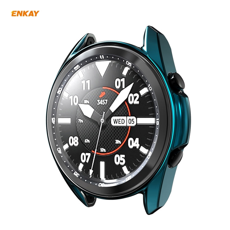 For Samsung Galaxy Watch 3 41mm 2 in 1 ENKAY Hat-Prince Electroplate Soft TPU Case + 0.2mm 9H 2.15D Curved Edge Tempered Glass Film(Cyan) by ENKAY