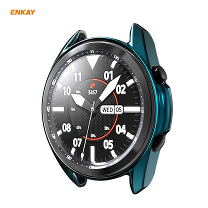 For Samsung Galaxy Watch 3 41mm 2 in 1 ENKAY Hat-Prince Electroplate Soft TPU Case + 0.2mm 9H 2.15D Curved Edge Tempered Glass Film(Cyan) by ENKAY