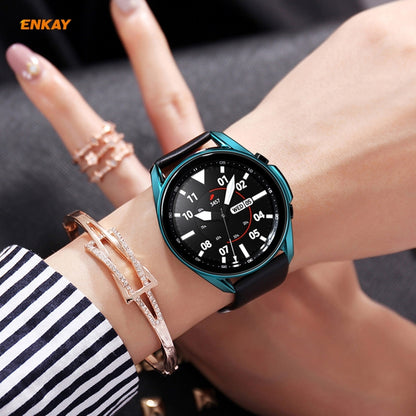 For Samsung Galaxy Watch 3 41mm 2 in 1 ENKAY Hat-Prince Electroplate Soft TPU Case + 0.2mm 9H 2.15D Curved Edge Tempered Glass Film(Cyan) by ENKAY