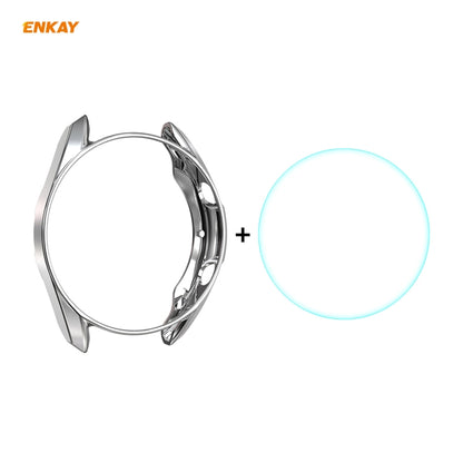 For Samsung Galaxy Watch 3 41mm 2 in 1 ENKAY Hat-Prince Electroplate Soft TPU Case + 0.2mm 9H 2.15D Curved Edge Tempered Glass Film(Silver) by ENKAY