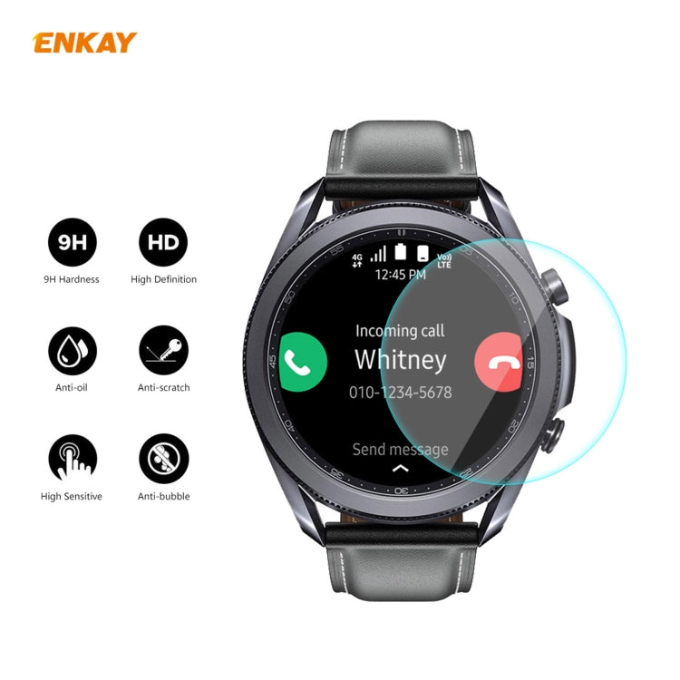 For Samsung Galaxy Watch 3 45mm 2 in 1 ENKAY Hat-Prince Electroplate Soft TPU Case + 0.2mm 9H 2.15D Curved Edge Tempered Glass Film(Black) by ENKAY