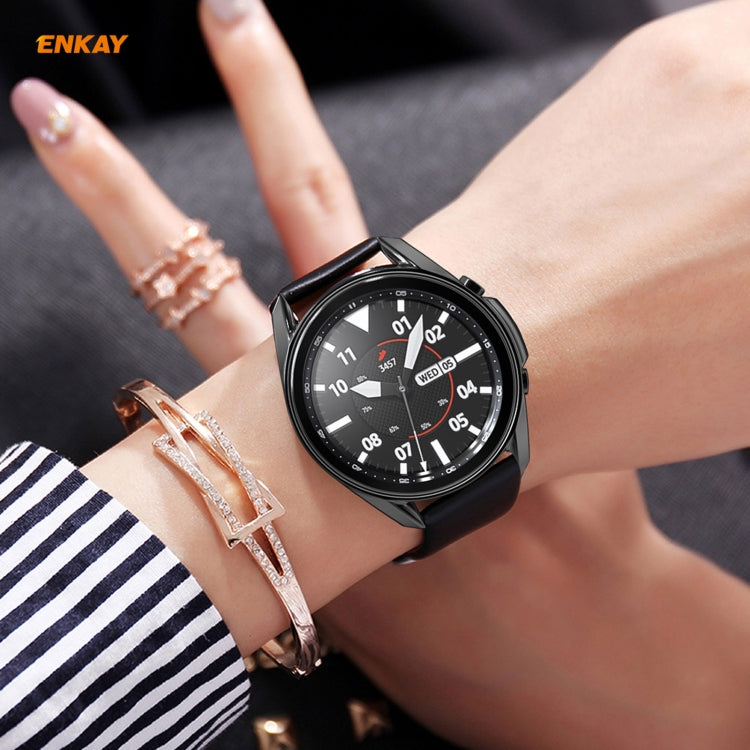 For Samsung Galaxy Watch 3 45mm 2 in 1 ENKAY Hat-Prince Electroplate Soft TPU Case + 0.2mm 9H 2.15D Curved Edge Tempered Glass Film(Black) by ENKAY