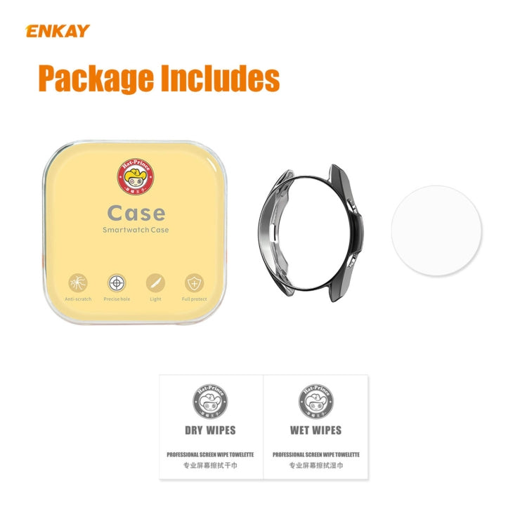 For Samsung Galaxy Watch 3 45mm 2 in 1 ENKAY Hat-Prince Electroplate Soft TPU Case + 0.2mm 9H 2.15D Curved Edge Tempered Glass Film(Black) by ENKAY