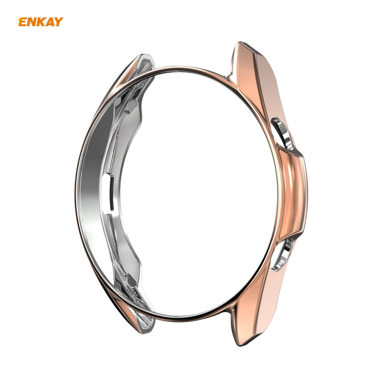 For Samsung Galaxy Watch 3 45mm 2 in 1 ENKAY Hat-Prince Electroplate Soft TPU Case + 0.2mm 9H 2.15D Curved Edge Tempered Glass Film(Rose Gold) by ENKAY