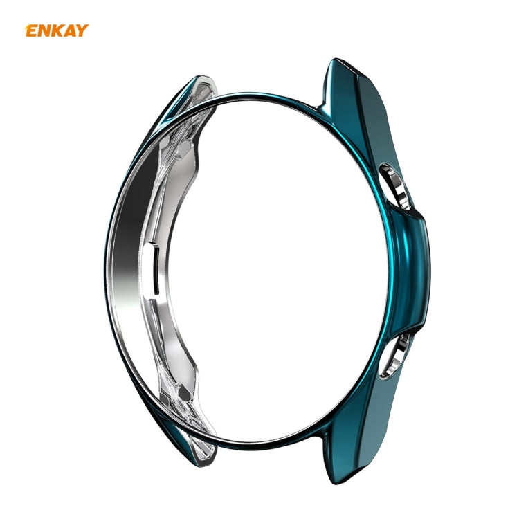 For Samsung Galaxy Watch 3 45mm 2 in 1 ENKAY Hat-Prince Electroplate Soft TPU Case + 0.2mm 9H 2.15D Curved Edge Tempered Glass Film(Cyan) by ENKAY