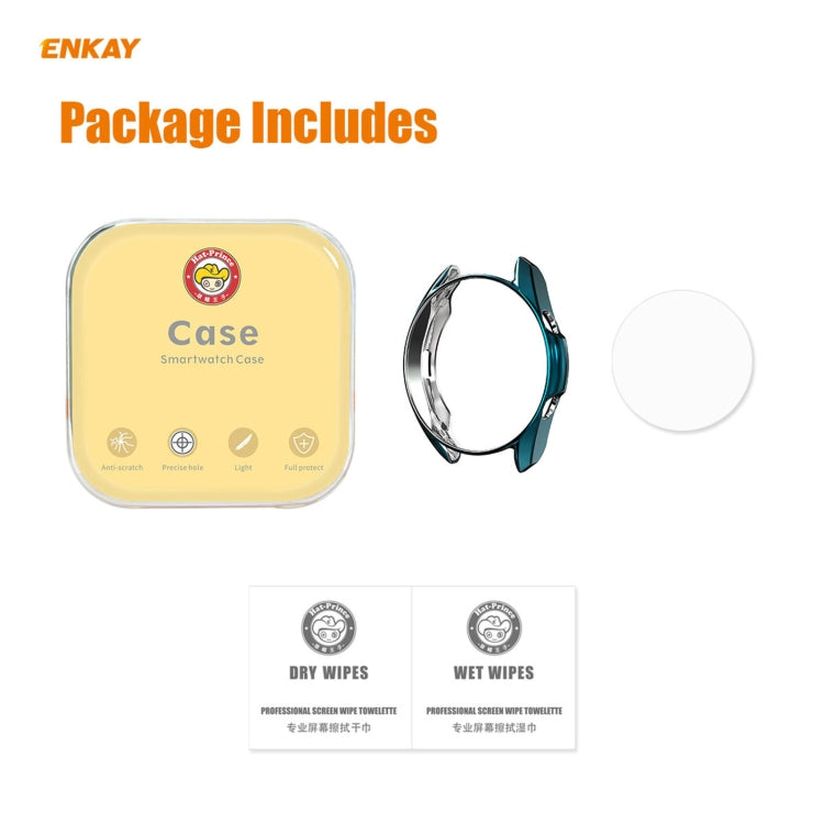 For Samsung Galaxy Watch 3 45mm 2 in 1 ENKAY Hat-Prince Electroplate Soft TPU Case + 0.2mm 9H 2.15D Curved Edge Tempered Glass Film(Cyan) by ENKAY