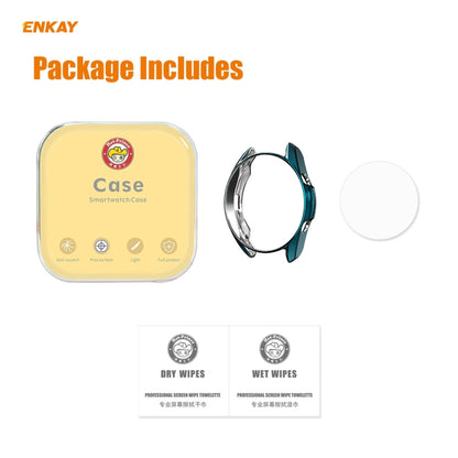 For Samsung Galaxy Watch 3 45mm 2 in 1 ENKAY Hat-Prince Electroplate Soft TPU Case + 0.2mm 9H 2.15D Curved Edge Tempered Glass Film(Cyan) by ENKAY