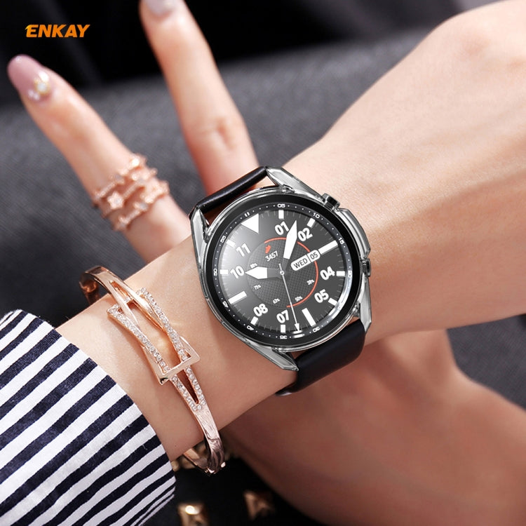 For Samsung Galaxy Watch 3 45mm 2 in 1 ENKAY Hat-Prince Transparent Soft TPU Case + 0.2mm 9H 2.15D Curved Edge Tempered Glass Film by ENKAY