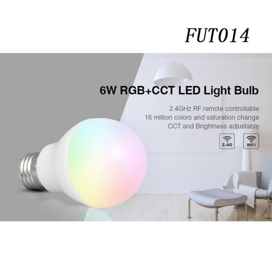 FUT014 E26 / E27 6W RGB + CCT Led Bulb Smart Phone APP WIFI LED Light White Warm Light Dimmable by bashfashion