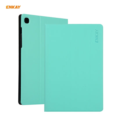 For Samsung Galaxy Tab A7 10.4 T500 / T505 2020 / 2022 ENKAY Horizontal Flip PU Leather + TPU Smart Case with Holder & Sleep / Wake-up Function(Cyan) by ENKAY