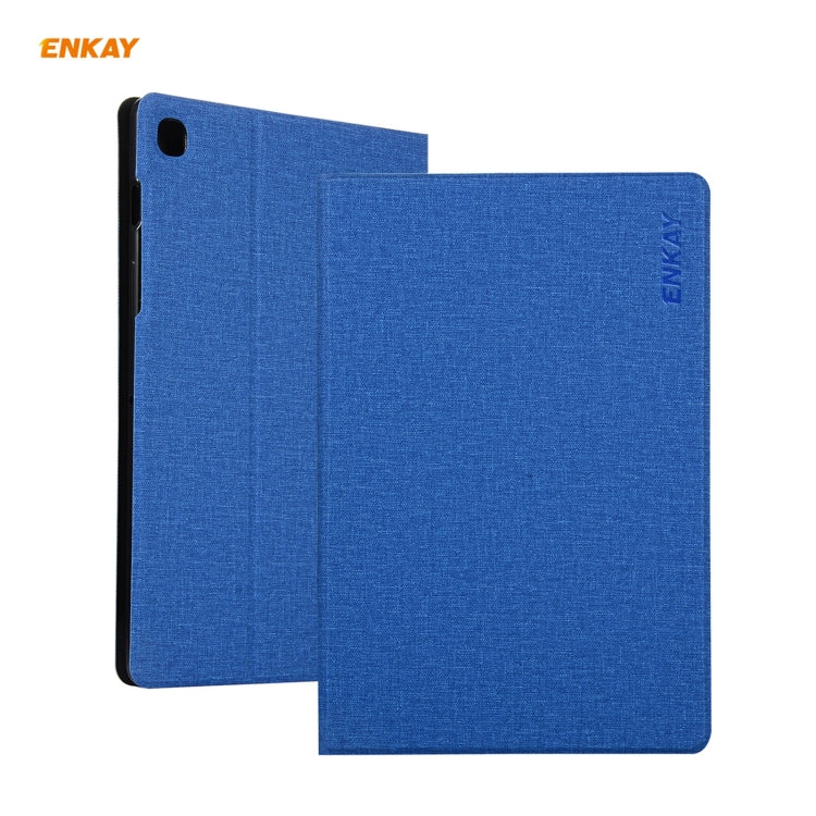 For Samsung Galaxy Tab A7 10.4 T500 / T505 2020 / 2022 ENKAY Coarse Cloth Pattern PU Leather + TPU Smart Case with Holder & Sleep / Wake-up Function(Dark Blue) by ENKAY