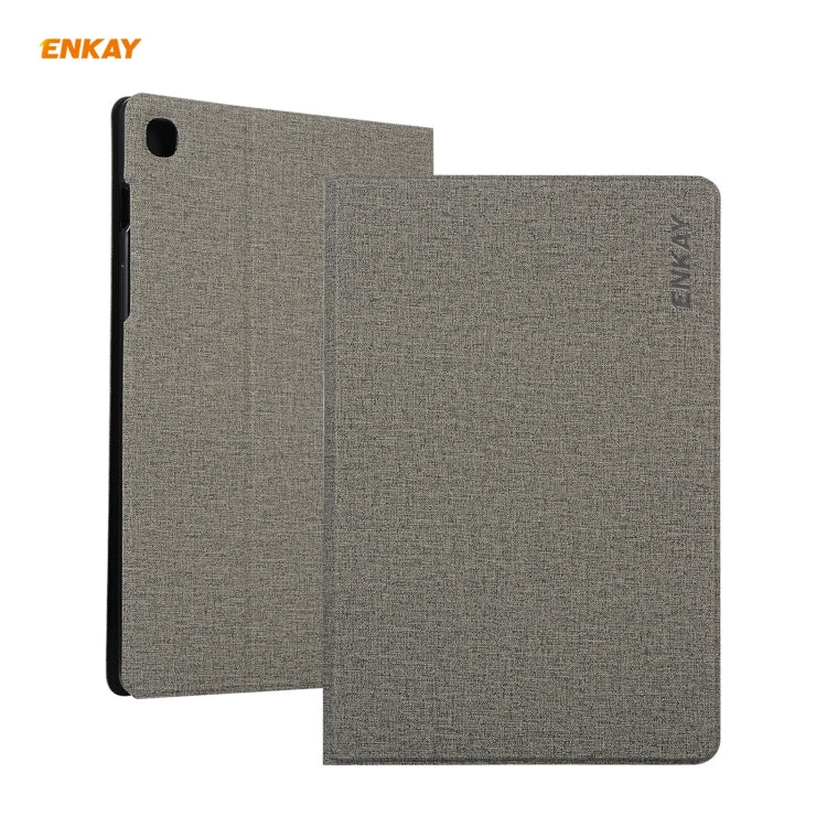 For Samsung Galaxy Tab A7 10.4 T500 / T505 2020 / 2022 ENKAY Coarse Cloth Pattern PU Leather + TPU Smart Case with Holder & Sleep / Wake-up Function(Grey) by ENKAY