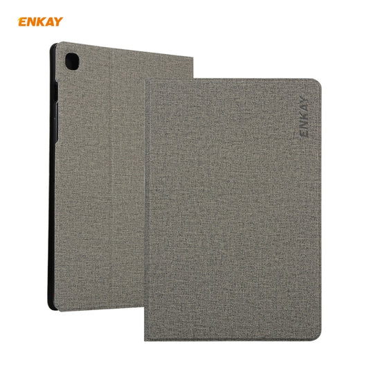 For Samsung Galaxy Tab A7 10.4 T500 / T505 2020 / 2022 ENKAY Coarse Cloth Pattern PU Leather + TPU Smart Case with Holder & Sleep / Wake-up Function(Grey) by ENKAY