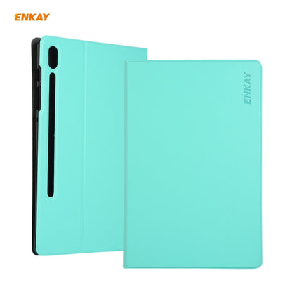 For Samsung Galaxy Tab S8 / Galaxy Tab S7 11.0 T870 / T875 ENKAY Horizontal Flip PU Leather + TPU Smart Case with Holder & Sleep / Wake-up Function(Cyan) by ENKAY