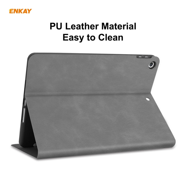 For iPad 10.2 2021 / 2020 / 2019 ENKAY ENK-8023 Cow Texture PU Leather + TPU Smart Case with Pen Slot(Grey) by ENKAY