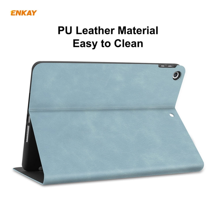 For iPad 10.2 2021 / 2020 / 2019 ENKAY ENK-8023 Cow Texture PU Leather + TPU Smart Case with Pen Slot(Sky Blue) by ENKAY