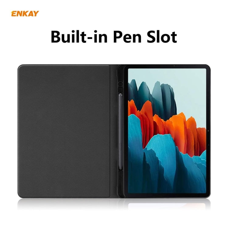 ENKAY ENK-8026 Cow Texture PU Leather + TPU Smart Case with Pen Slot for Samsung Galaxy Tab S8 / Galaxy Tab S7 11.0 T870 / T875(Sky Blue) by ENKAY