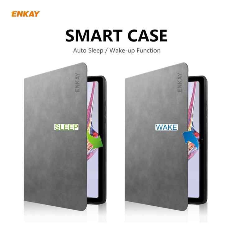 For Samsung Galaxy Tab A7 10.4 T500 / T505 2020 / 2022 ENKAY Cow Texture TPU Leather Smart Case(Grey) by ENKAY