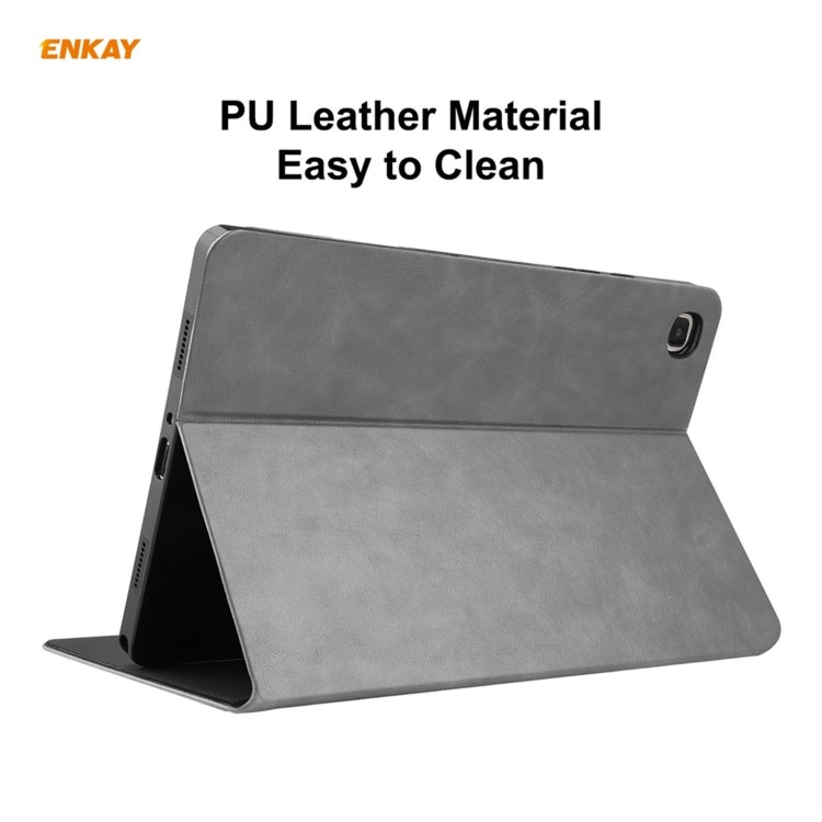 For Samsung Galaxy Tab A7 10.4 T500 / T505 2020 / 2022 ENKAY Cow Texture TPU Leather Smart Case(Grey) by ENKAY