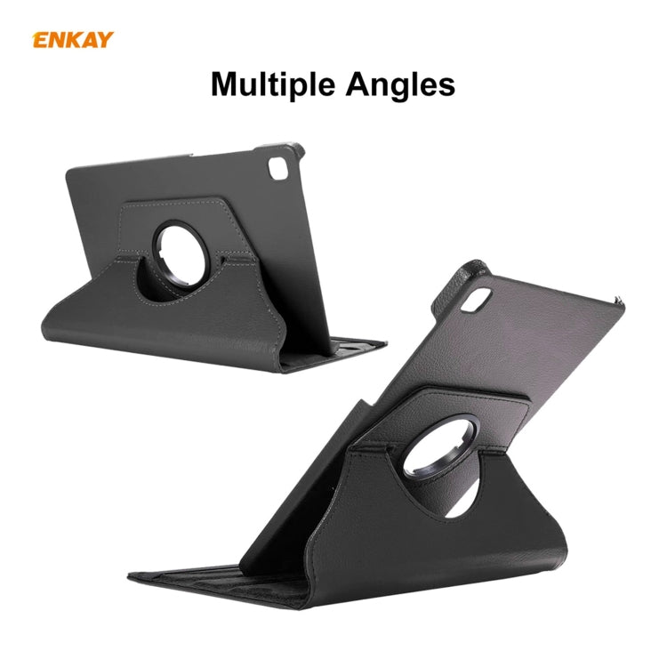 For Samsung Galaxy Tab S6 Lite P610 / P615 / Tab S6 Lite 2022 / P613 / P619 ENKAY 360 Rotation Kickstand Leather Smart Tablet Case(White) by ENKAY