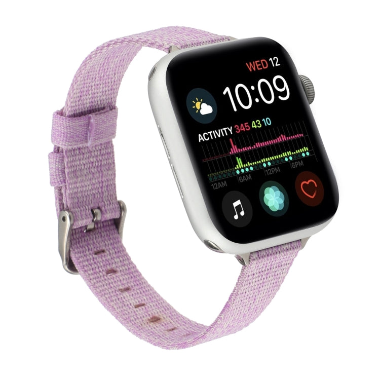 Woven Canvas Nylon Wrist Strap Watch Band For Series 7 41mm / 6 & SE & 5 & 4 40mm / 3 & 2 & 1 38mm(Purple) by bashfashion